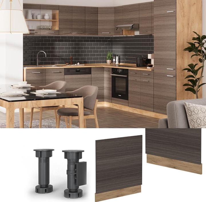 Actual product image Vicco Geschirrspülblende R-Line, Edelgrau/Goldkraft Eiche, 60 cm ohne Arbeitsplatte