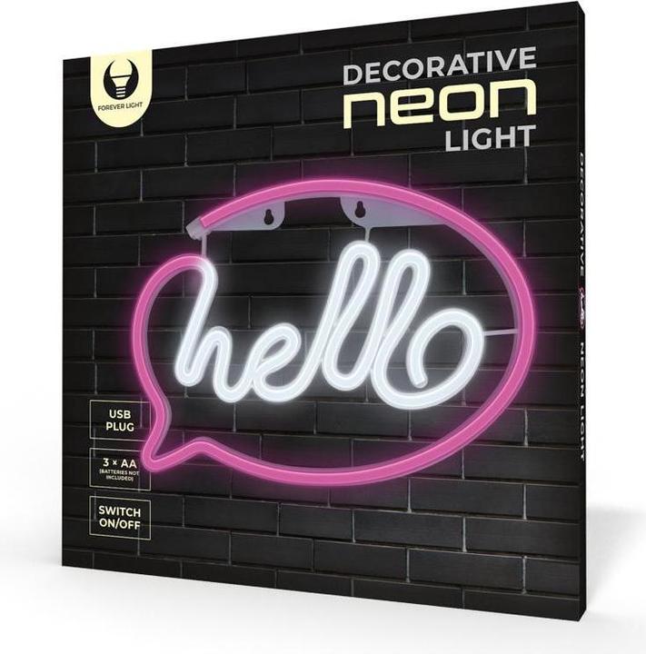 Image du produit Forever Light Néon LED HELLO rose blanc Chauve-souris + USB FLNE15