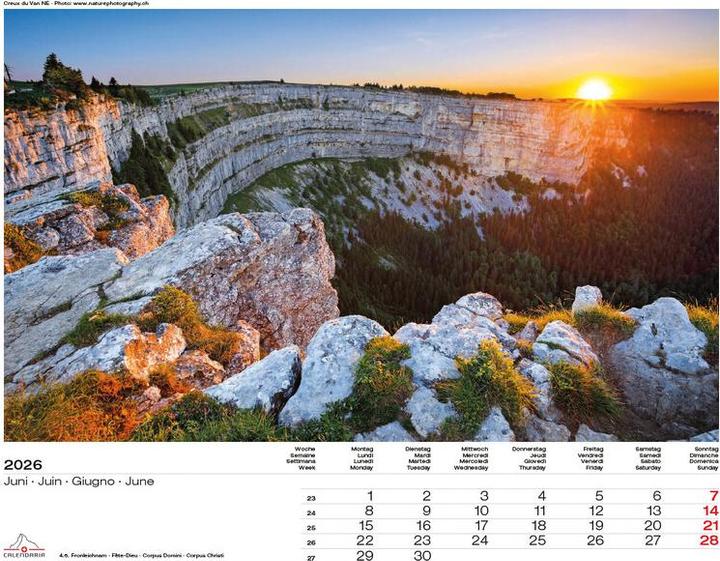 Produktbild Swiss Panorama 2026 (40 x 31 cm, Harter Einband, Französisch, Deutsch, Englisch, Italienisch)