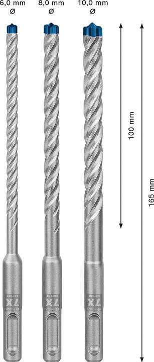 Image du produit Bosch Professional Zubehör EXPERT SDS plus-7X Jeu de forets marteaux, 6/8/10 mm, 3 pcs. (10.0 mm, 6.0 mm, Ø 8.0 mm)