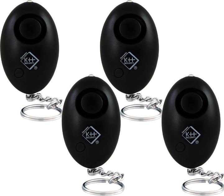 KH Security 4er-SetPersonenalarm inkl. LED-Licht, 120dB, schwarz