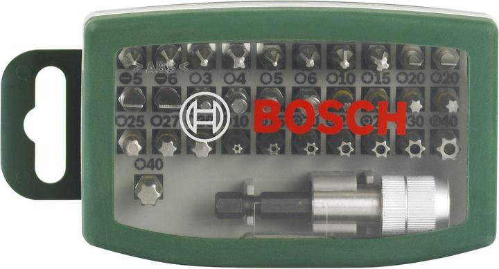 Produktbild Bosch Zubehör Schrauberbit-Set mit Farbcodierung, 32-teilig (Innensechsrund TX M10, Innensechsrund TX M15, Innensechsrund TX M20, Innensechsrund TX M30, Kreuz Pozidriv PZ M1, Innensechsrund TX mit Loch M20, Kreuz Phillips PH M1, Kreuz Phillips PH M2, Innensechsrund TX M25, Innensechsrund TX M27, Innensechsrund TX M40, Sechskant (hexagonal) M4)