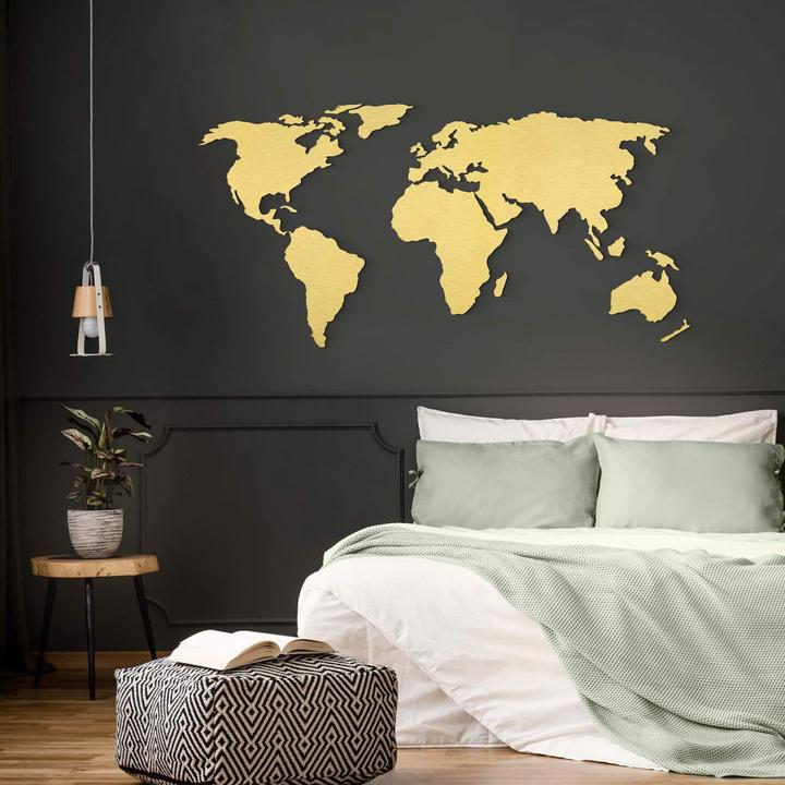 Immagine prodotto Trenddeko Mappa del mondo 3D con effetto oro (180 x 89 cm)