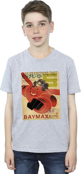Actual product image Disney Boys Big Hero 6 Baymax Flying Baymax Newspaper T-Shirt (152, 158)