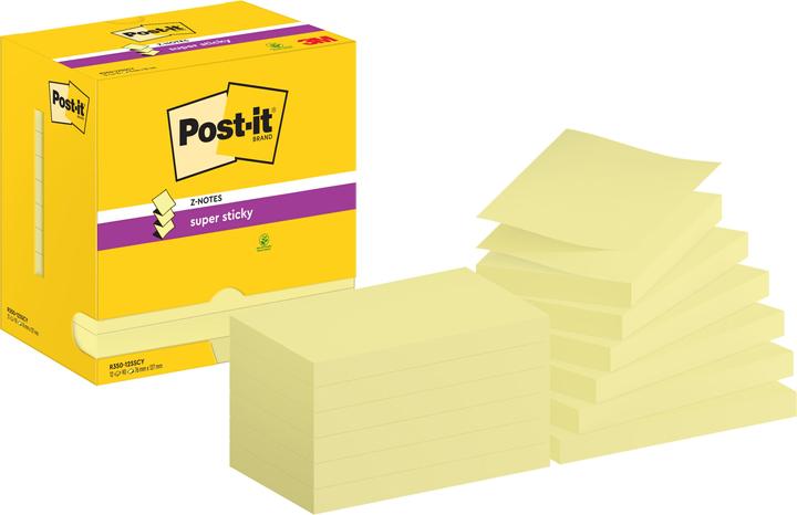 Actual product image Post-it Super Sticky Z-Notes 76 x 127 mm, Yellow (76 x 127 mm)