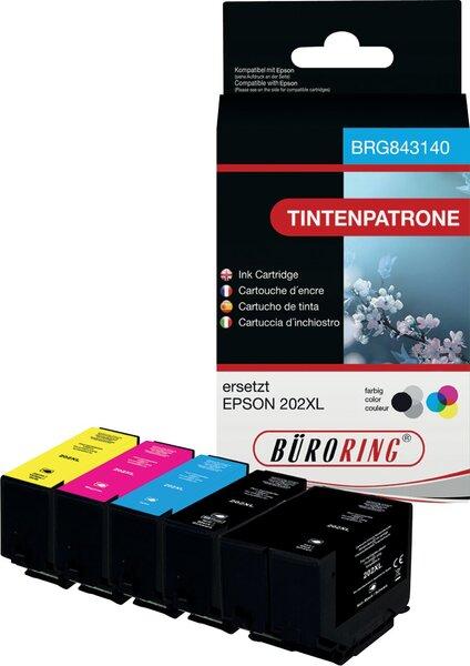 Büroring Multipack Tintenpatrone, ersetzt Epson 202XL, 1 x 22 ml, 4 x 12 ml, PBK/BK/C/M/Y