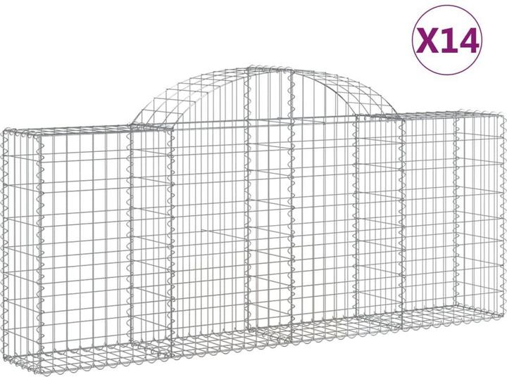 Produktbild VidaXL Gabionen mit Hochbogen 14 Stk. 200x30x80/100cm Verzinktes Eisen