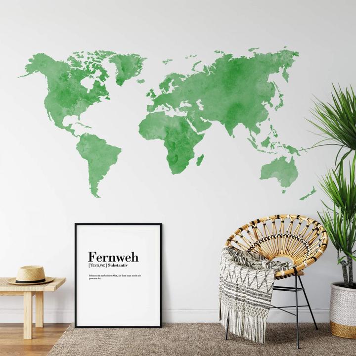 Image du produit Trenddeko Aquarelle Carte du monde (120 x 62 cm)