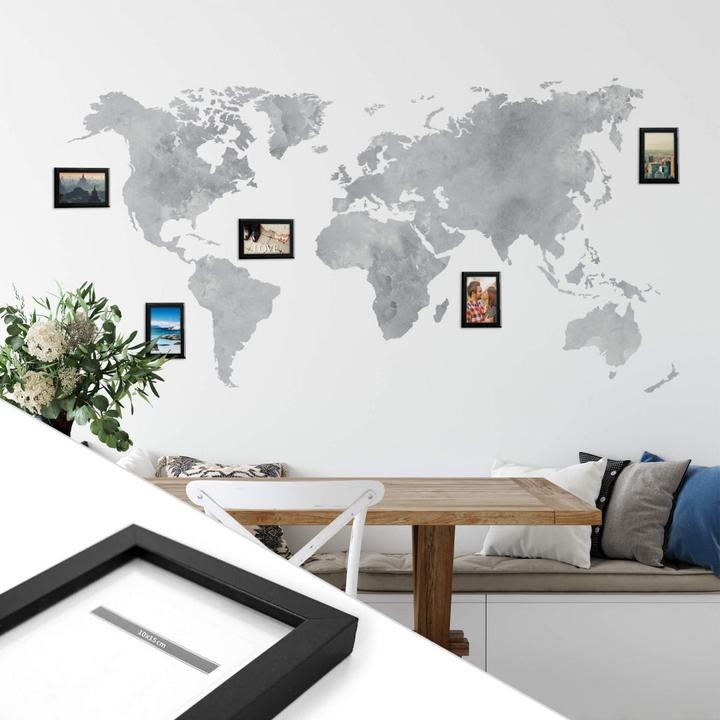 Image du produit Trenddeko Aquarelle carte du monde - 5 cadres inclus (140 x 72 cm)