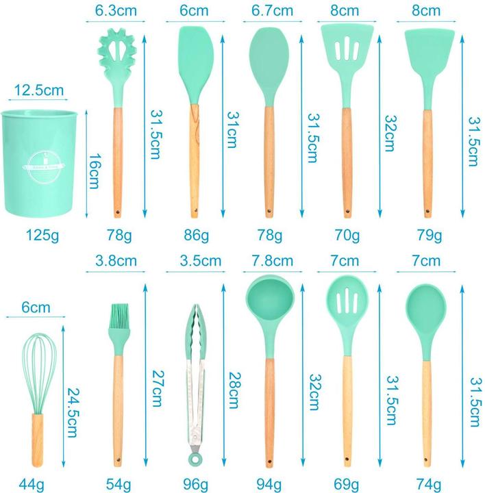 Produktbild Intirilife 12-teiliges Küchenutensilien Set mit Zange Schneebesen Pfannenwender