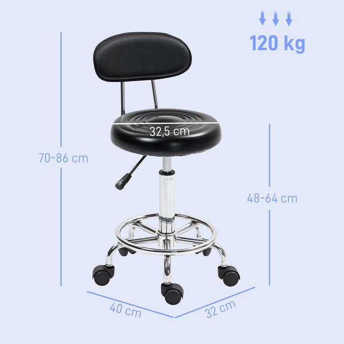 Produktbild Swisshandel24 Rollhocker höhenverstellbar Drehhocker Drehbar Salon Hocker mit Lehne, Rädern