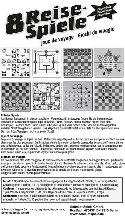 Produktbild Schmidt Spiele 8 Reise-Spiele - Magnetisch (Deutsch)