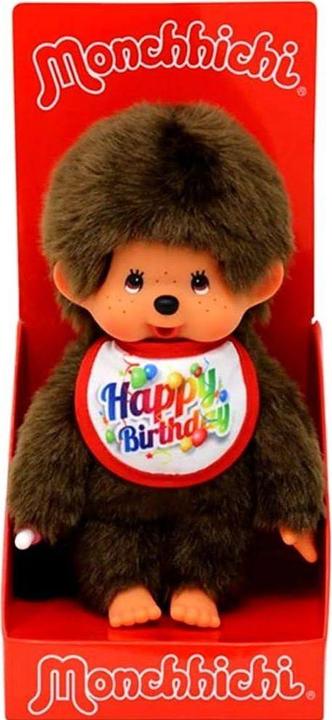 Immagine prodotto Monchhichi Ragazzo con bavaglino Buon compleanno (20 cm)