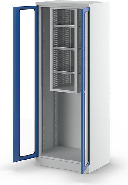 Produktbild MBA-System Geräte- und Putzmittelschrank STANDARD, mit Sichtfenstertüren, l.grau/blau (37 cm, 112 cm)