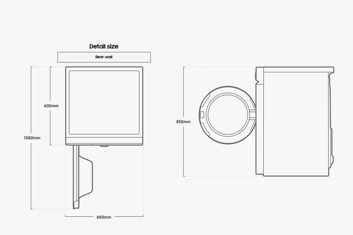 Image du produit Samsung DV90BB7445GWS2 blanc / bandeau blanc / porte vitrée noire (9 kg)