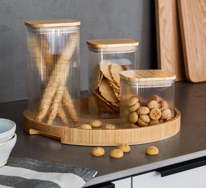 Immagine prodotto Zeller Present Vorratsglas mit Bambusdeckel eckig 1500 ml 10x10x20.5 cm (1.50 l)