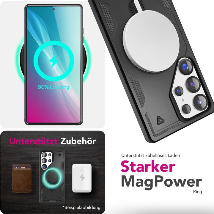 Produktbild Nalia Stormguard - Stossfeste Armor Ring Hülle für MagSafe - Military Kickstand Hardcase (Samsung Galaxy S25 Ultra)