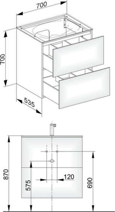 Immagine prodotto Keuco Edition 11 Mobiletto 31342, 2 cassettoni, con illuminazione interna a LED, 700 x 700 x 700 x 5