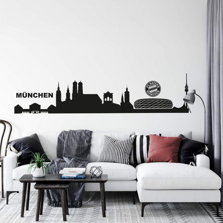 Actual product image FC Bayern München Munich skyline with logo (140 x 31 cm)
