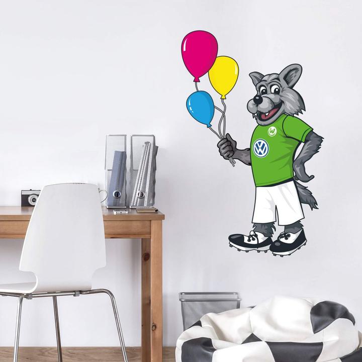 Image du produit VfL Wolfsburg Wölfi avec des ballons (70 x 111 cm)