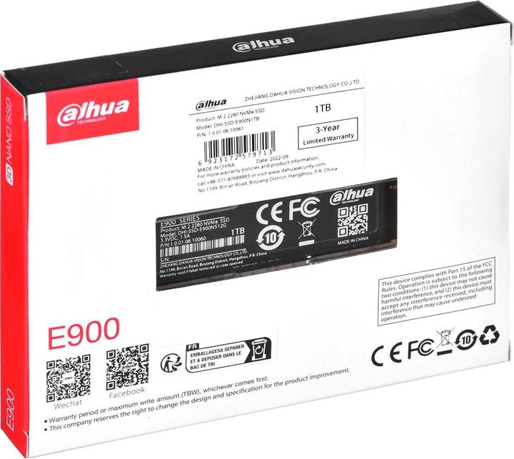 Produktbild Dahua Technology DHI-SSD-E900N1TB Internes Solid State Drive M.2 1000 GB PCI Express 3.0 3D TLC NVMe (1000 GB, M.2 2280)