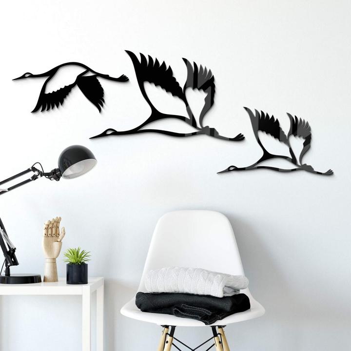 Produktbild Trenddeko Kraniche - Vogelschwarm 02 (100 x 58 cm, 75 x 33 cm, 75 x 43 cm)