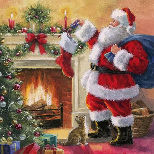 Actual product image Ti-flair 20 Christmas napkins Father Christmas hides presents as table decoration. Paper napkins with motif (20 x, 33 x 33 cm)