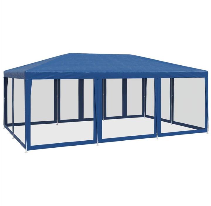 Image du produit VidaXL Partyzelt Pavillon Festzelt mit 10 Mesh-Seitenteilen Blau 6x4m HDPE (600 cm, 400 cm)