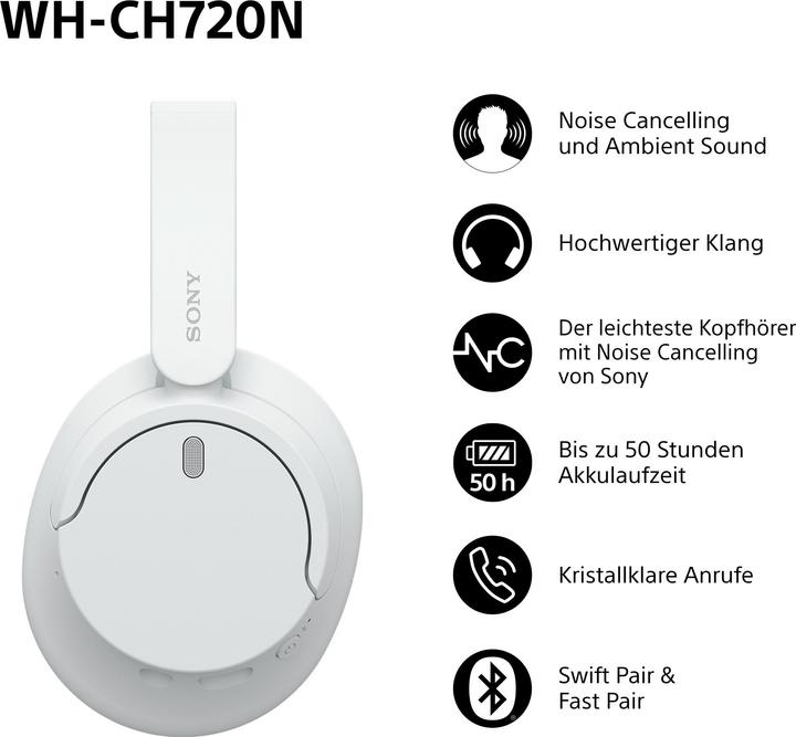 Immagine prodotto Sony WH-CH720N (NC, 35 h, Senza fili, Cablato)