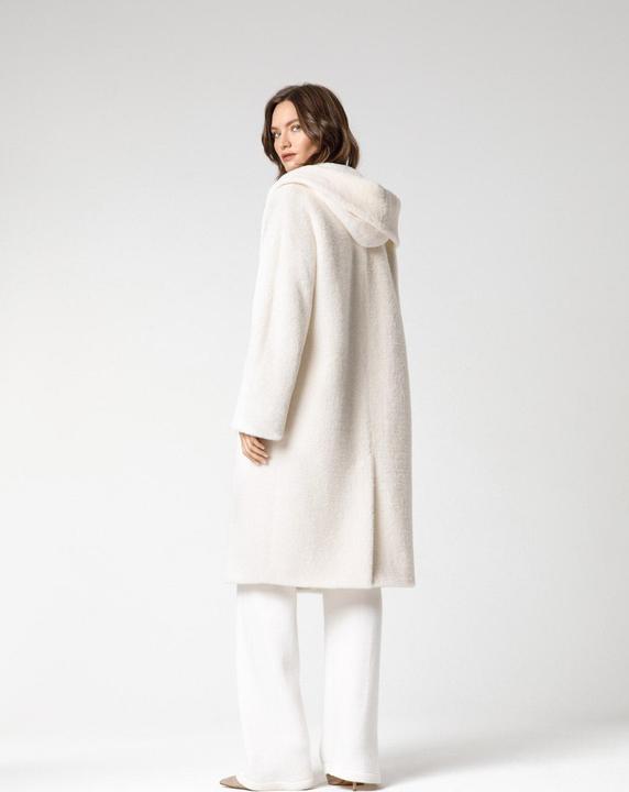 Produktbild Furnari Glatter Ökofell-Mantel mit Kapuze - Schnee-Weiss (44,46) (44, 46)