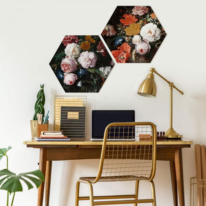 Image du produit Trenddeko Nature morte avec des fleurs et une horloge (35 x 30 cm)