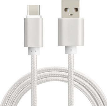 Produktbild Hermex Anki Type-C 3.1 USB Metall Ladekabel Stoff Datenkabel 2.4A 1m SILBER (1 m, USB 3.1)