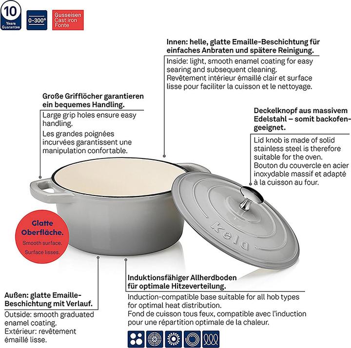 Actual product image Kela Bräter Calido 2,5l grau (21 cm, Casserole + Stewpot, Cast iron)