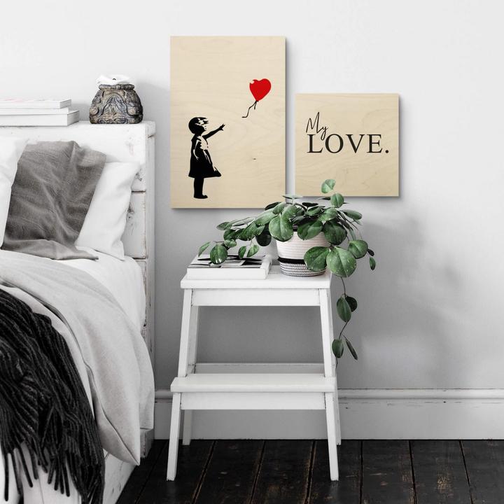 Image du produit Trenddeko Fille avec le ballon rouge (20 x 30 cm)