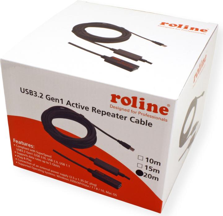Image du produit Roline USB3.2 Gen1 Act. Câble de répéteur (20 m, USB 3.2 Gen 1)