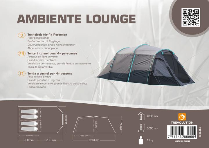 Immagine prodotto Trevolution Ambience Lounge (Tenda a tunnel, 11 kg, 4 persone)