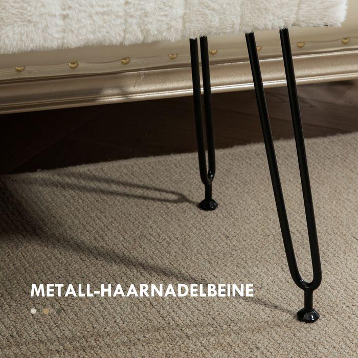 Image du produit Swisshandel24 Banc, aspect fourrure synthétique, pieds métalliques, banc pour chaussures, 82x30x47cm, blanc crème (82 cm)
