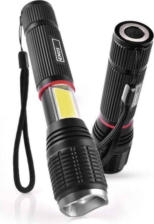 Actual product image Emos COB LED + LED Flashlight, 230 lm, 3x AAA, Focus (15 cm, 230 lm)