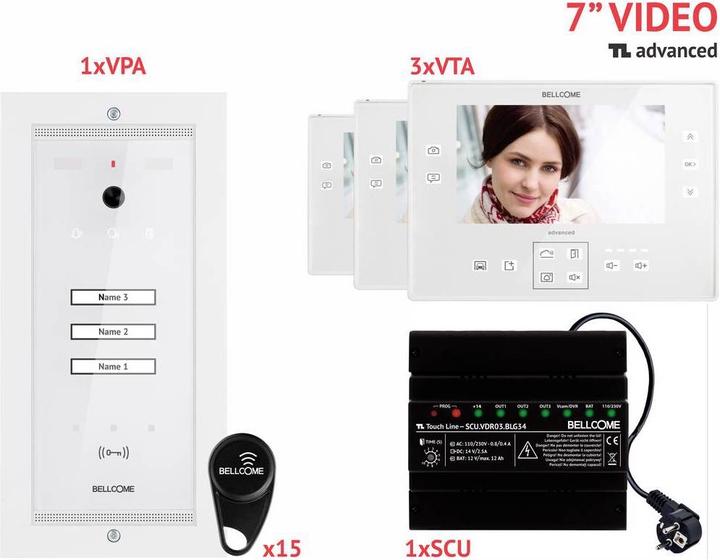 Immagine prodotto Bellcome Videocitofono d 7" Kit 3 Family (Cablato)