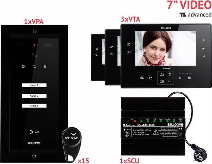 Produktbild Bellcome Video Türsprechanlage d 7" Kit 3 Familie (Kabelgebunden)