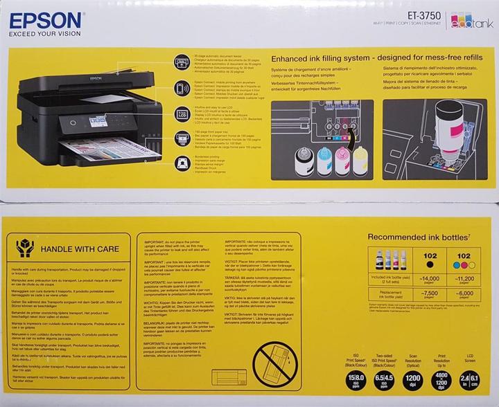 Actual product image Epson ET-3750 EcoTank (Ink tank, Colour)