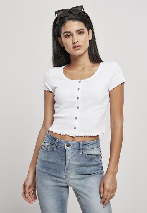 Image du produit Urban Classics Ladies Cropped Button Up Rib Tee (S, L)