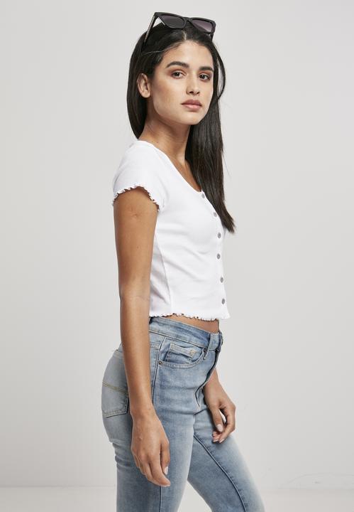 Image du produit Urban Classics Ladies Cropped Button Up Rib Tee (S, L)