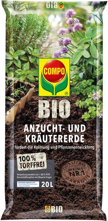 Compo Anzucht- und Kruter Erde BIO torffrei 20 L (20 l, Erde ohne Torf)