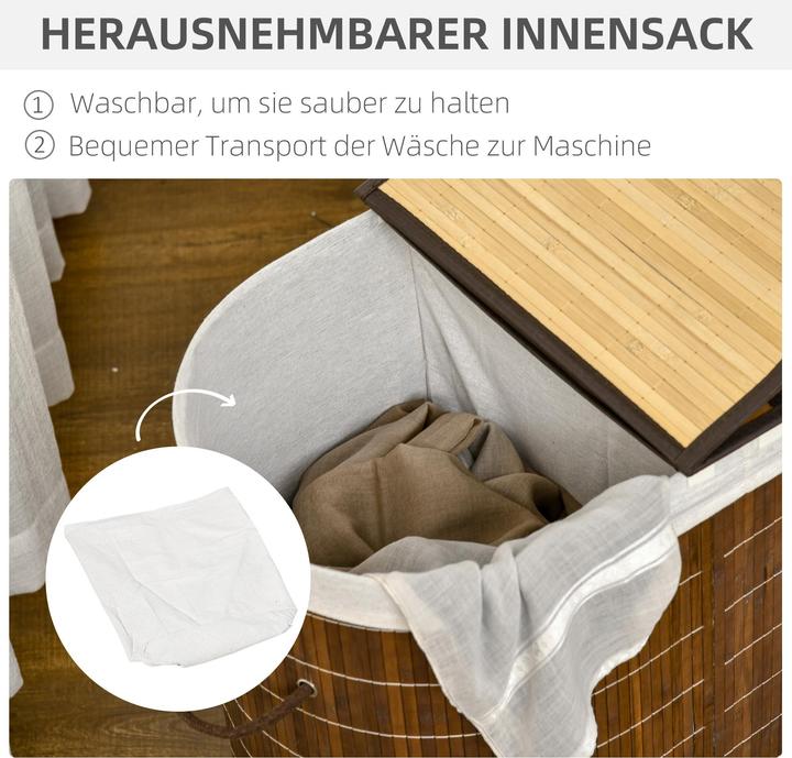 Actual product image Homcom Laundry basket with wing lid and 2 compartments (50 l)