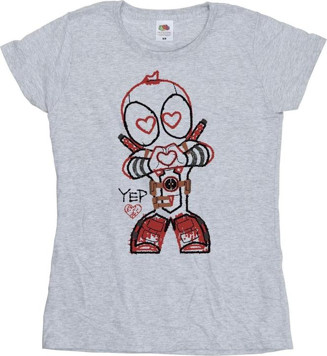 Actual product image Womens/Ladies Deadpool Love Beam Line Cotton T-Shirt (XL)