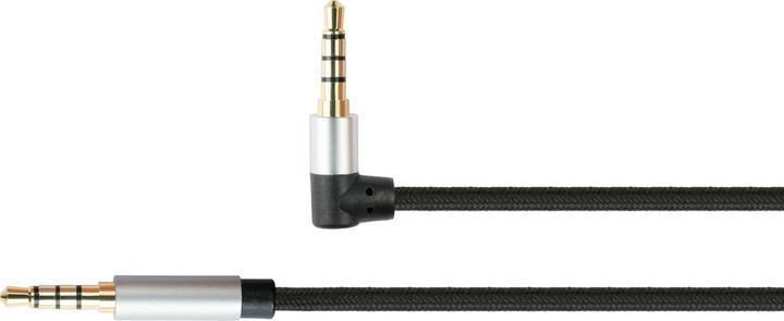 Produktbild Python Audio Anschlusskabel High-Quality, 4-poliger 3,5mm Klinkenstecker an Klinkenstecker gewinkelt, Texti (1 m)