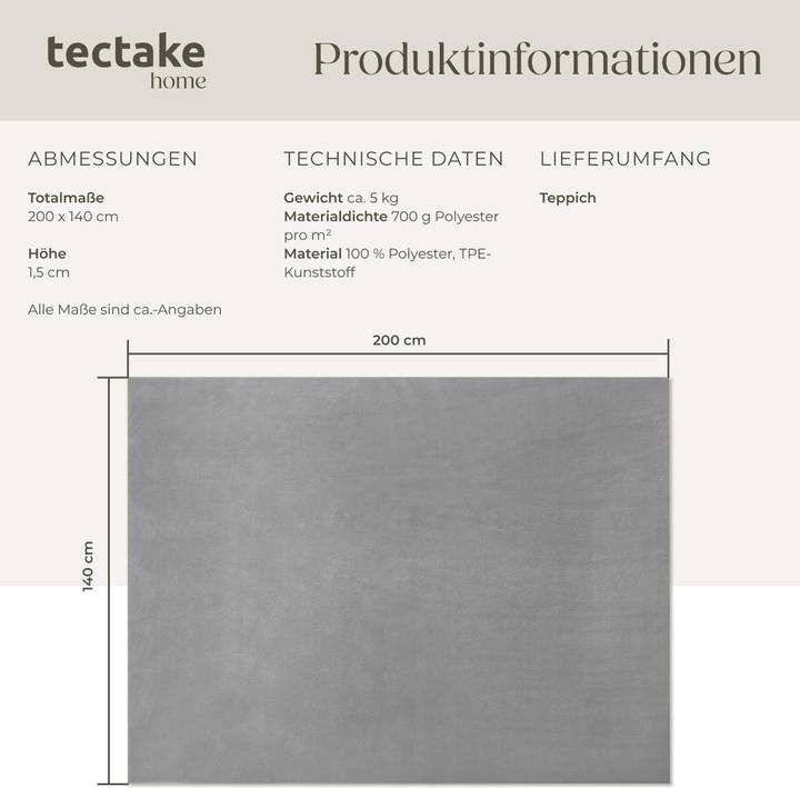 Immagine prodotto tectake Tappeto a pelo corto Soft Zone (140 x 200 cm)