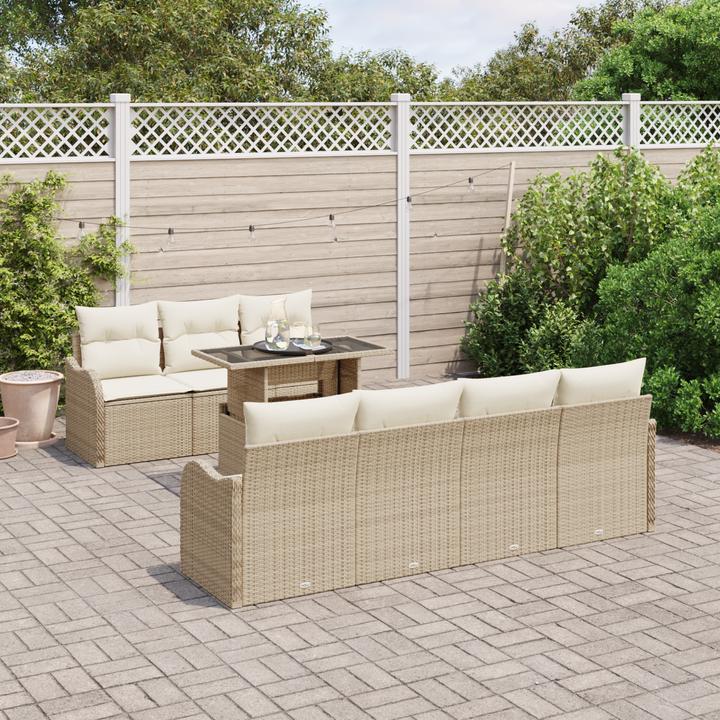 Actual product image VidaXL 8-piece garden sofa set with cushions Beige poly rattan