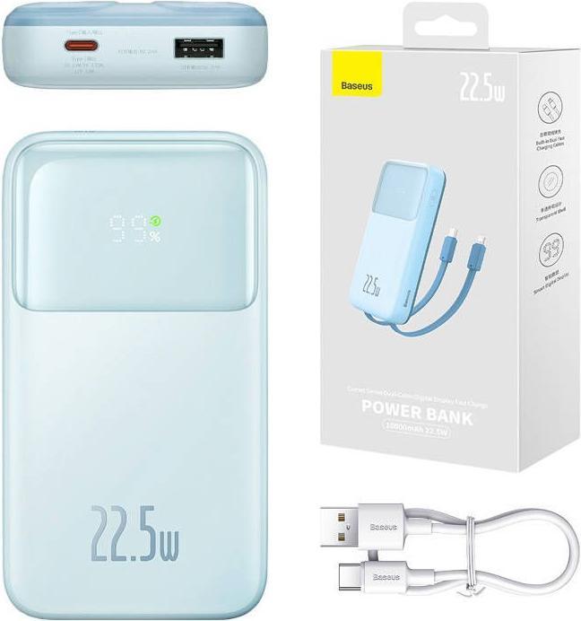 Immagine prodotto Baseus Powerbank Comet con cavo da USB a USB-C, 10000mAh, 22,5W (blu) (10000 mAh, 22.50 W)